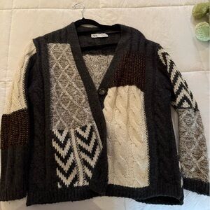 Zara Patched Cardigan
